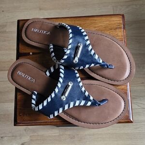 Nautica Navy and Brown Sandals